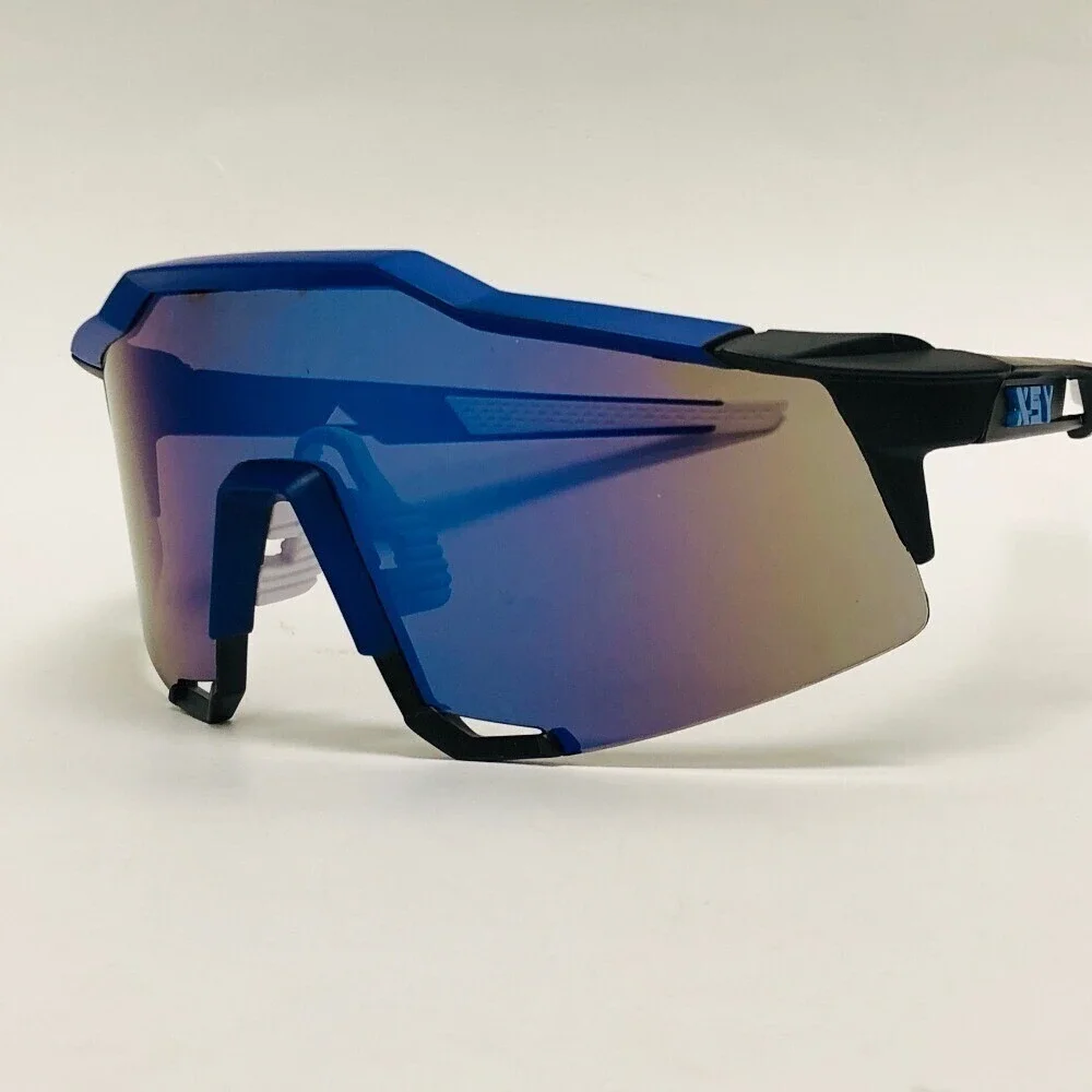 Sport Sunglasses Men‎ Cycling Glasses Windproof UV Protection Blue Wrap Around
